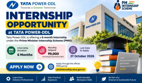 Tata Power-DDL Internship 2026 under the Prime Minister Internship Scheme with ₹9,000 monthly stipend.