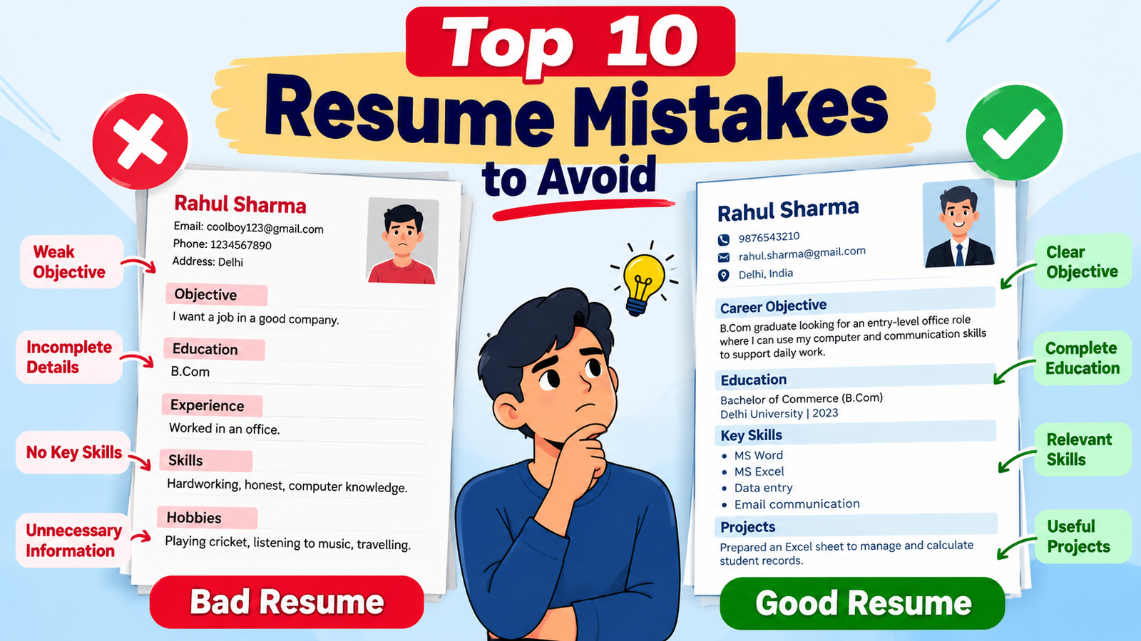10 resume mistakes to avoid with bad and good resume examples
