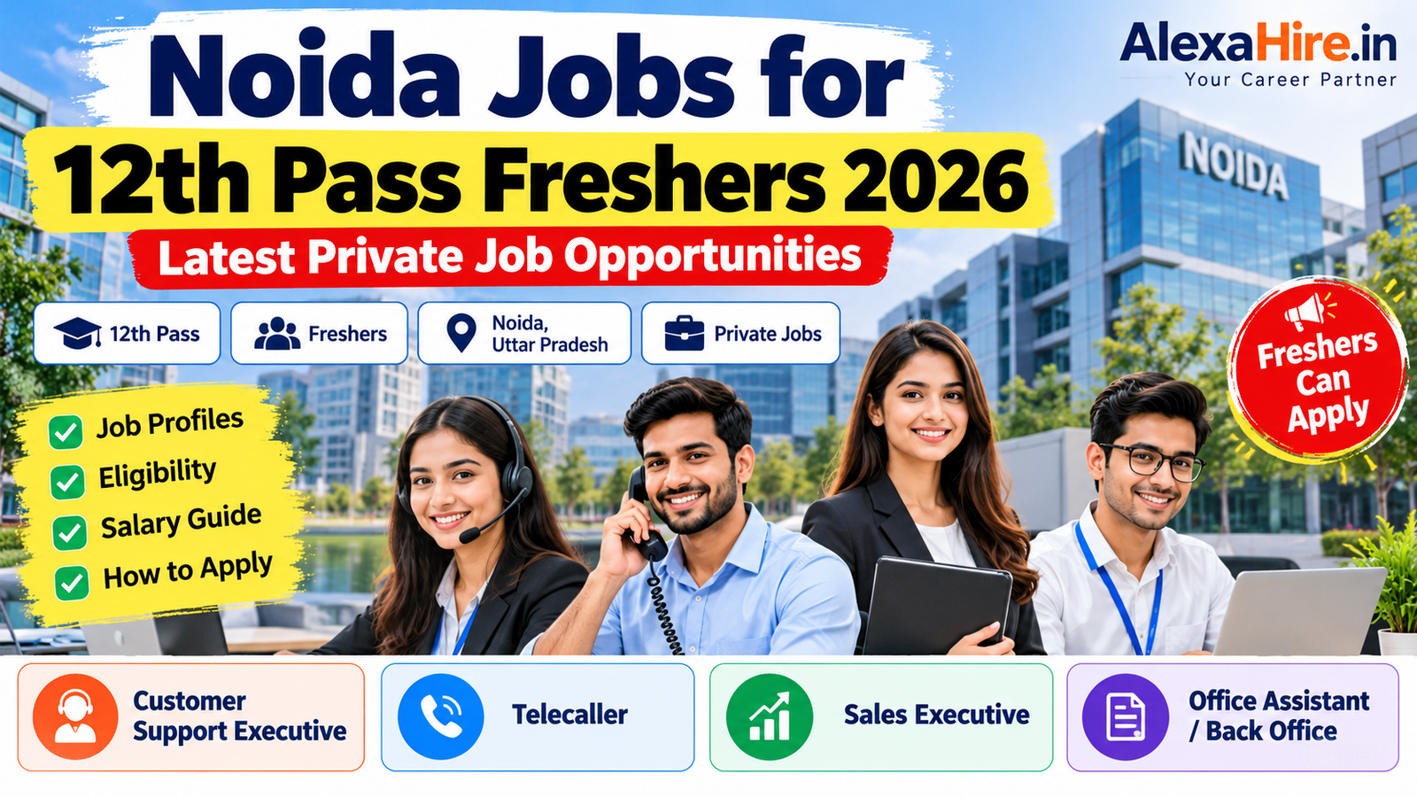 Noida Jobs for 12th Pass Freshers 2026 12th Pass Jobs in Noida
