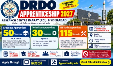 DRDO RCI Apprenticeship 2027 vacancies for Graduate, Diploma and ITI candidates
