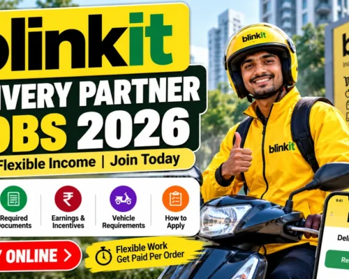 Blinkit Delivery Partner Jobs 2026 with delivery rider and online registration details
