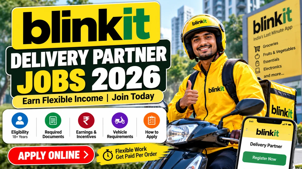 Blinkit Delivery Partner Jobs 2026 with delivery rider and online registration details