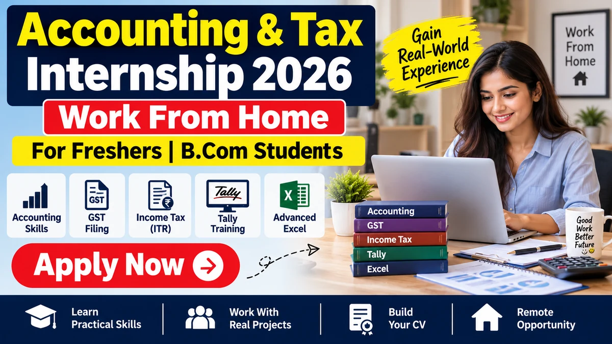 Accounting and Tax Internship 2026 Work From Home Jobs for Freshers and B.Com Students