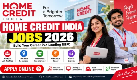 Home Credit India Jobs 2026 recruitment banner with office professionals