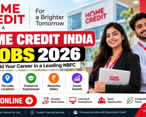 Home Credit India Jobs 2026 recruitment banner with office professionals